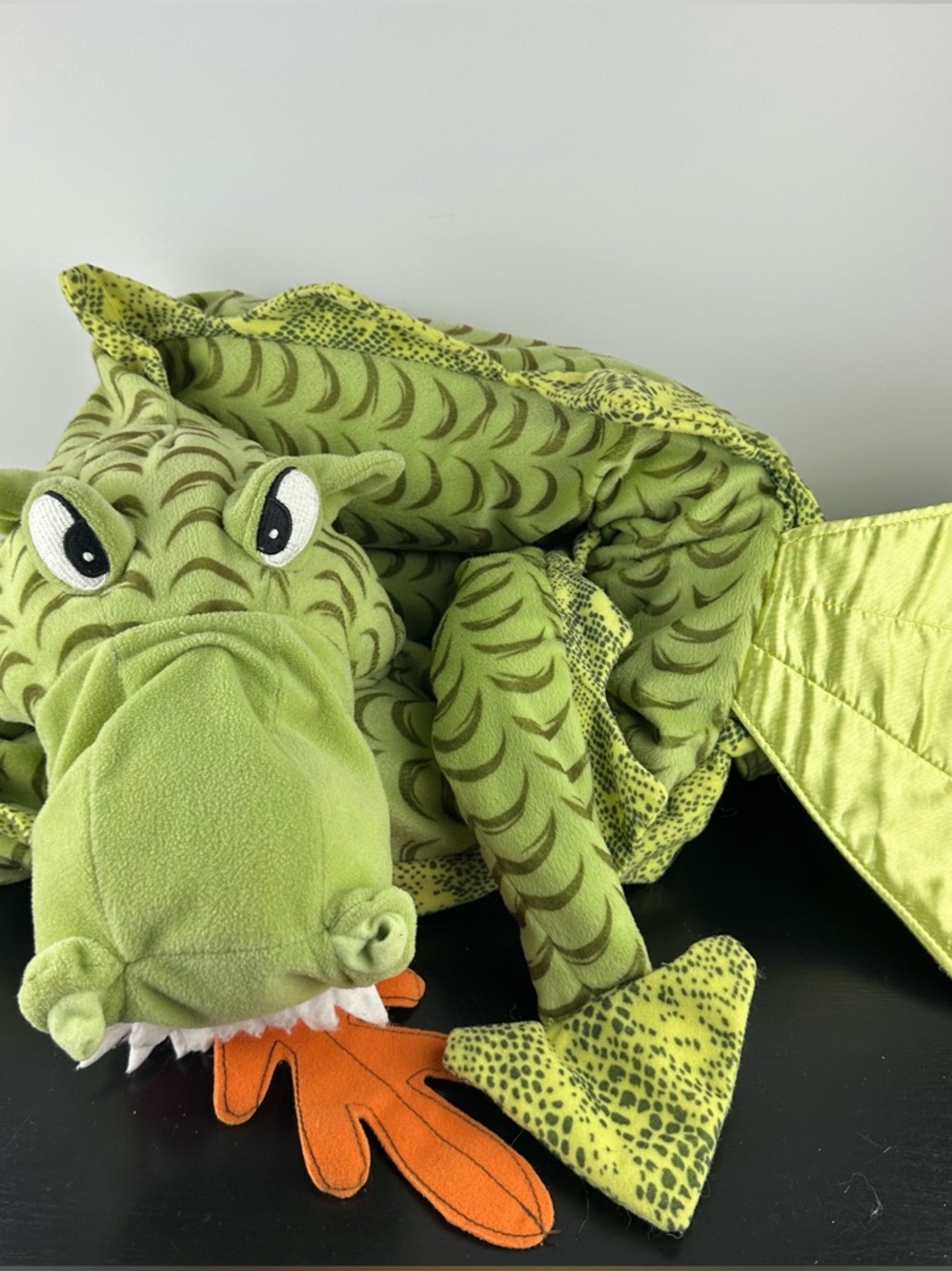 IKEA 72" Long Winged Fire Green Dragon Plush Stuffed Animal Toy